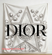 Dior Star Silver Flannel Sofa Throw Blanket D009